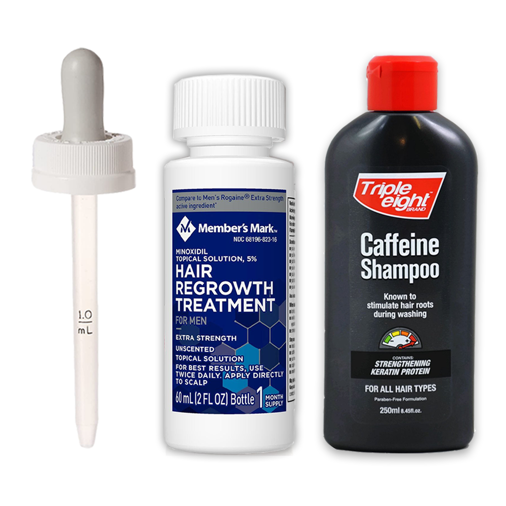 <tc>Kirkland Solution à 5 % et shampoo au caféine</tc>